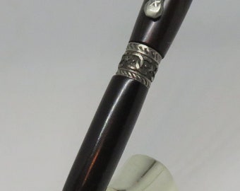 pa - Keen Handcrafted Handmade African Blackwood Cowboy Antique Pewter Twist Pen