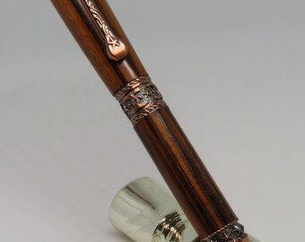 fq - Keen Handcrafted Handmade Goncalo Alves Cowboy Antique Copper Twist Pen