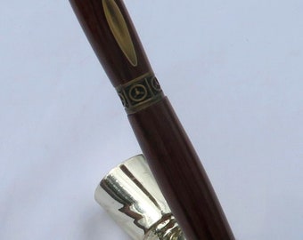 ek - Keen Handcrafted Handmade Brownheart Antique Brass Propeller Twist Pen