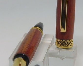 pb - Keen Handcrafted Handmade Orange Agate Apollo Infinity Gold Titanium Gel Rollerball Pen