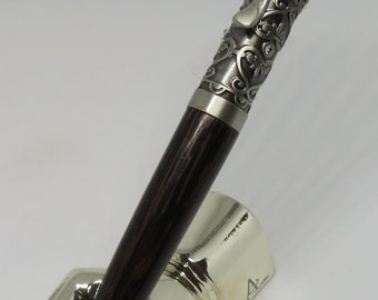 pe - Keen Premium Handcrafted Black Palm Filibella Antique Pewter Twist Pen