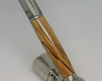 lz - Keen Premium Handcrafted Olivewood Footprints in the Sand Antique Pewter Pen