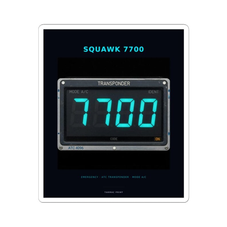 Squawk 7700 Sticker — Tarmac Print aviation design, view 10