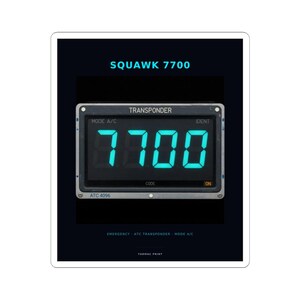 Squawk 7700 Sticker — Tarmac Print aviation design, view 4