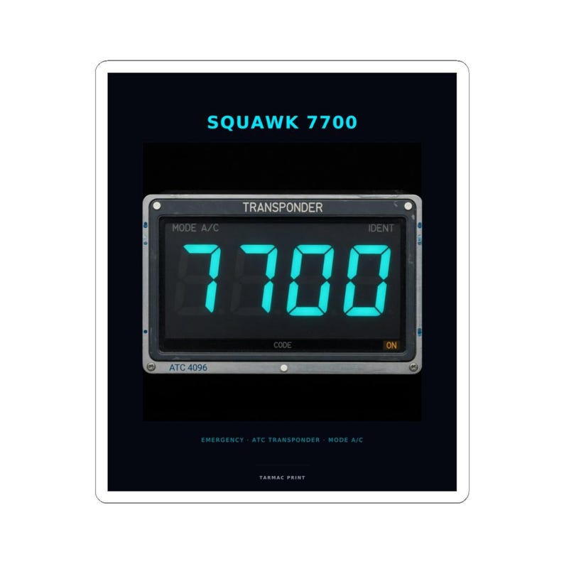 Squawk 7700 Sticker — Tarmac Print aviation design, view 4