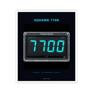 Squawk 7700 Sticker — Tarmac Print aviation design, view 7