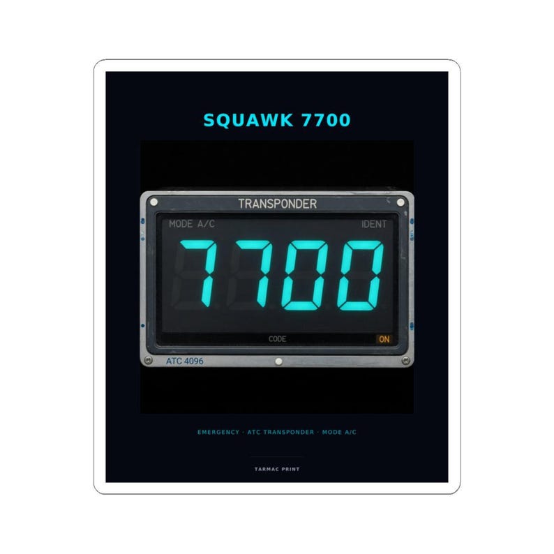 Squawk 7700 Sticker — Tarmac Print aviation design, view 7