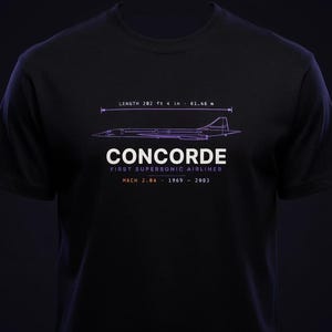 Concorde Aviation Blueprint T-Shirt, Technical Line Art Unisex Cotton Tee