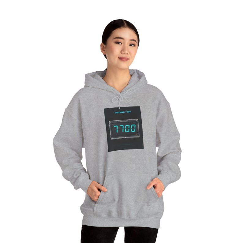 Squawk 7700 Hoodie — Tarmac Print aviation design, view 8