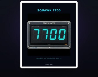 Squawk 7700 Aviation Sticker, ATC Transponder Code Kiss-Cut Vinyl Decal