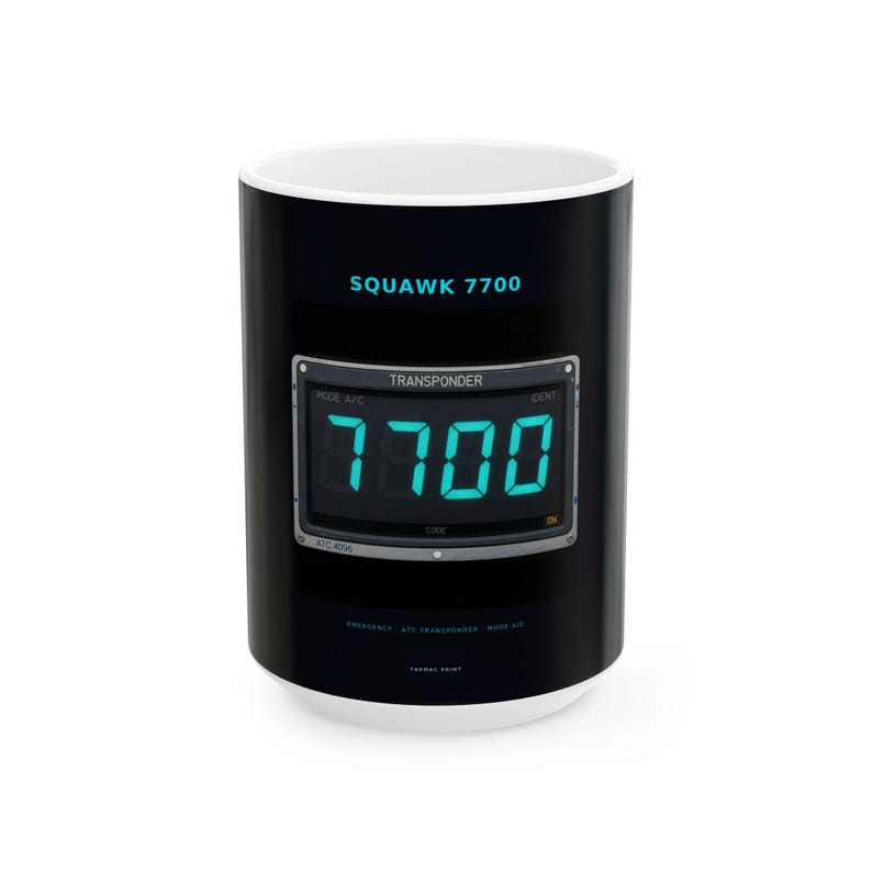 Squawk 7700 Mug — Tarmac Print aviation design, view 2