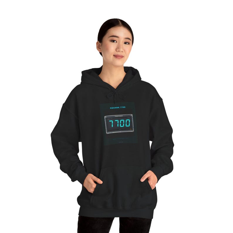 Squawk 7700 Hoodie — Tarmac Print aviation design, view 7