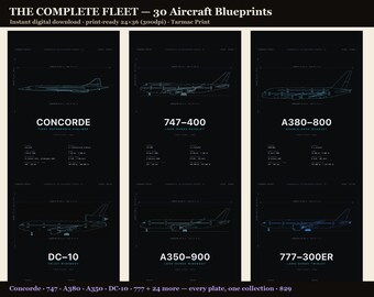 Kompletny pakiet floty, zestaw 30 planów samolotów (do pobrania w wersji cyfrowej)