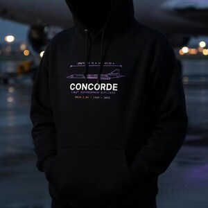Concorde Aviation Blueprint Hoodie, Technical Line Art Unisex Sweatshirt