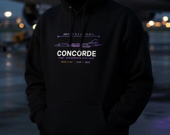 Bluza z kapturem Concorde Aviation Blueprint, bluza unisex z nadrukiem technicznym