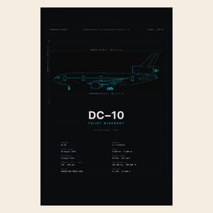 DC-10 Cyan Blueprint Printable, McDonnell Douglas Trijet (Digital Download)