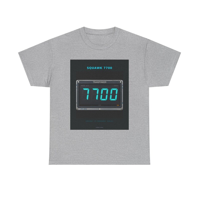 Squawk 7700 Tee — Tarmac Print aviation design, view 2