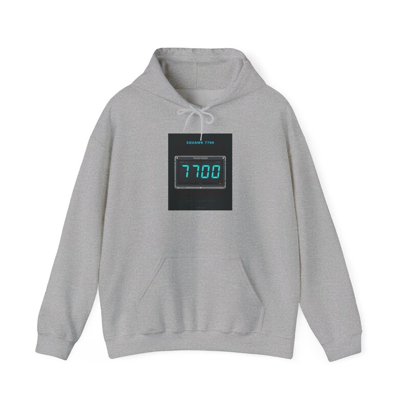 Squawk 7700 Hoodie — Tarmac Print aviation design, view 2