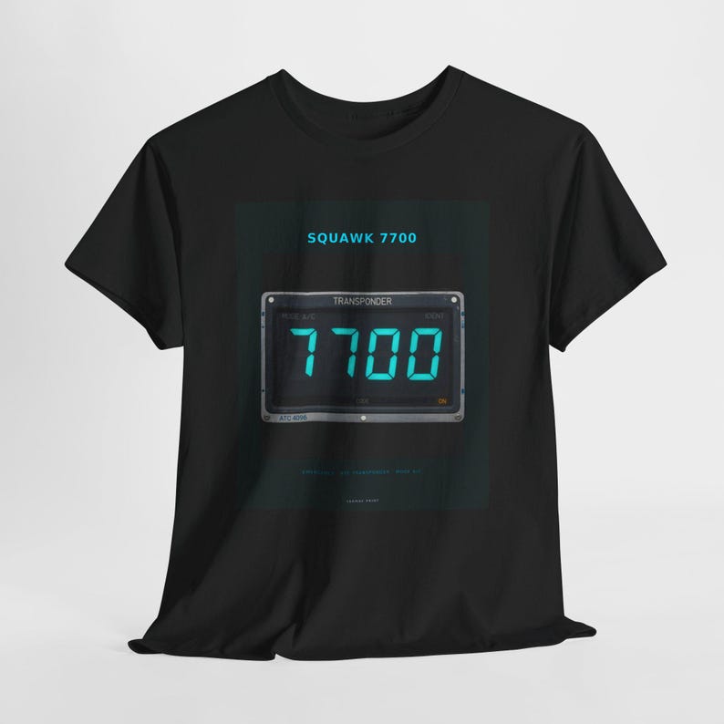 Squawk 7700 Tee — Tarmac Print aviation design, view 7