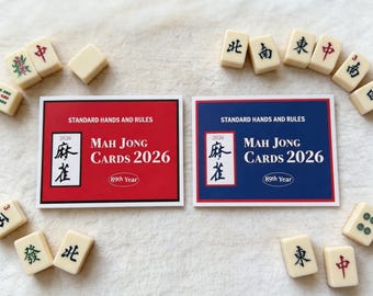 2026 Official Mahjong Card Set, 4-Piece Revision, New Rules Reference Cards, Scoring Rules, American Mahjong Rules Card