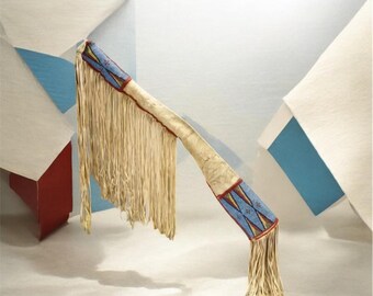 Perlen Waffenscheide | Native Inspirierte Leder Waffenscheide | Handgefertigte Scheide für Pferdesattel und Westernpferde Fringe Futteral