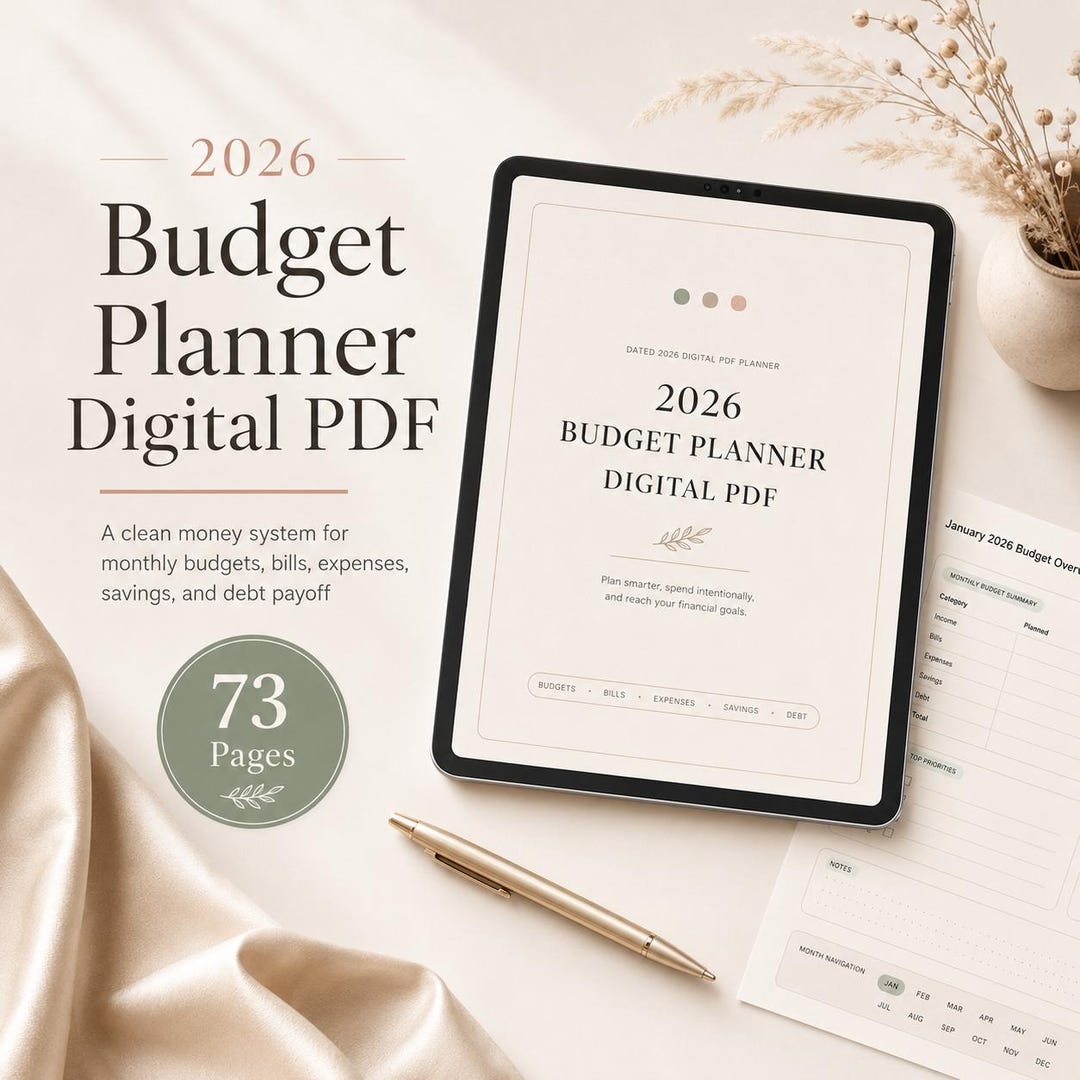 2026 Budget Planner Digital PDF, Goodnotes Printable Budget Planner