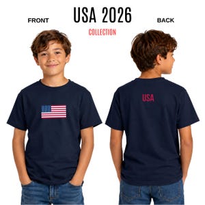 Camiseta juvenil con la bandera estadounidense / Camiseta con estampado de EE. UU. en la espalda para niños y niñas