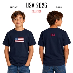 Camiseta juvenil con la bandera estadounidense / Camiseta con estampado de EE. UU. en la espalda para niños y niñas