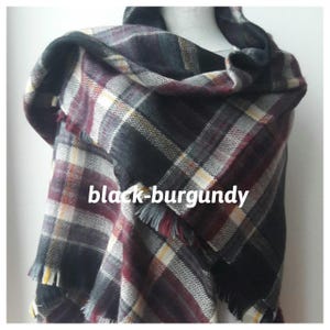 Tartan scarf, plaid blanket shawl scarf,blanket scarf trend burgundy red blue gray beige pink-plaid scarf man-woman fashion 2024 scarves2012
