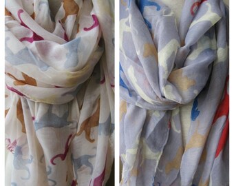 dog print scarf- cotton gauze fabric long woman-man fashion scarves