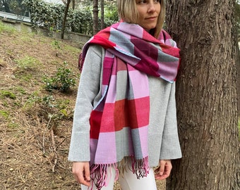 Plaid blanket scarf- Flannel wrap shawl 2026 winter fashion Turkey