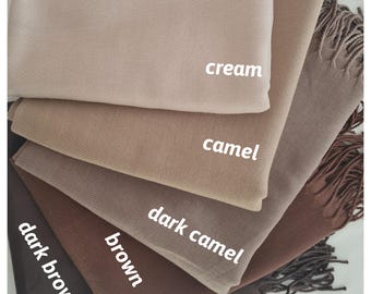 Pashmina shawl scarf cream beige tan camel -rustic wedding favor