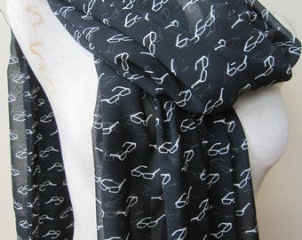 Eyeglasses Print Chiffon Scarf, Optometrist Gift