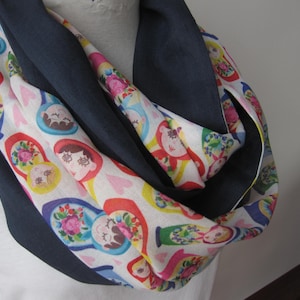 Matryoshka Print Scarf, Russian nesting dolls-Babushka doll, matryoshka Addict lover gifts-women&#39;s scarves infinity-2024 fashion color scarf