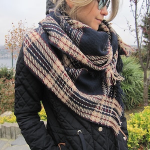 Navy blau rot beige karierter Decke Schal-Mann Mode verrückt-Damen- Unisex-Türkisch Schal-Wolle Flanell Stoff Decke Schal Winter FASHION 2024