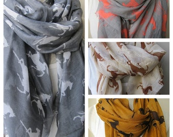 horse print scarf/horse scarf-horse lover gifts-mustard yellow gray animal scarves woman man 2024 fall fashion-women&#39;s scarves-men&#39;s scarves