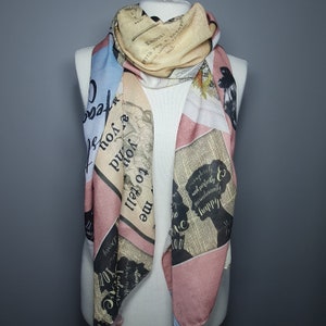 Jane Austen Quote scarf, Pride and Prejudice book Scarf-Text scarf, book scarf- Inspirational writing quote by Jane Austen Darcy quote scarf