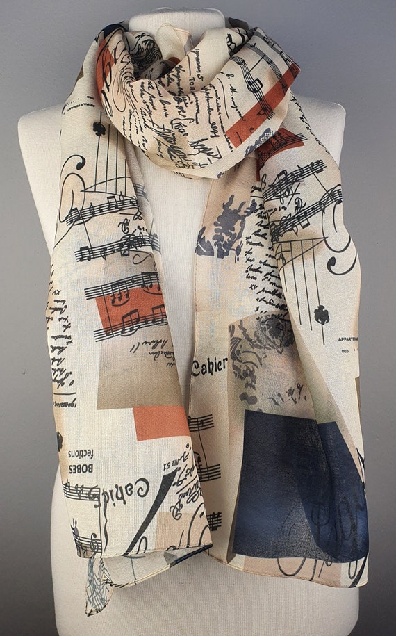 Music Scarf Music Notes Scarf Gift for Her Gift For Etsy