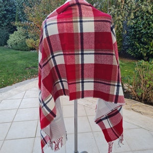 Turkish scarf Man fashion-mad-mens scarves-2023 winter FASHION black red white tartan plaid flannel blanket scarf wrap shawl for Christmas image 2