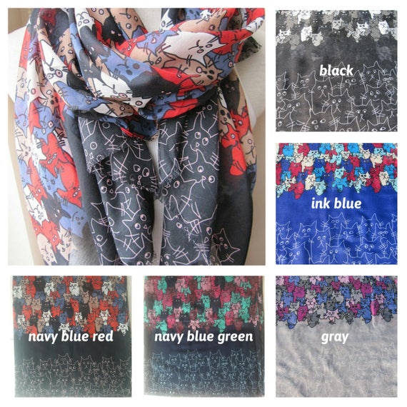Cat print navy scarf Cat print navy scarf