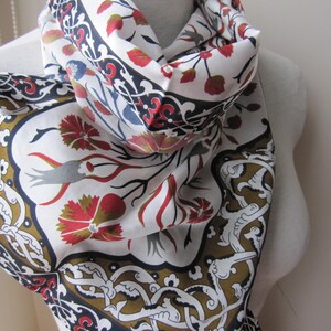 Handvävd sidenscarf: Ottomansk kakelmönster med blommig halsduk för kvinnor bild 4