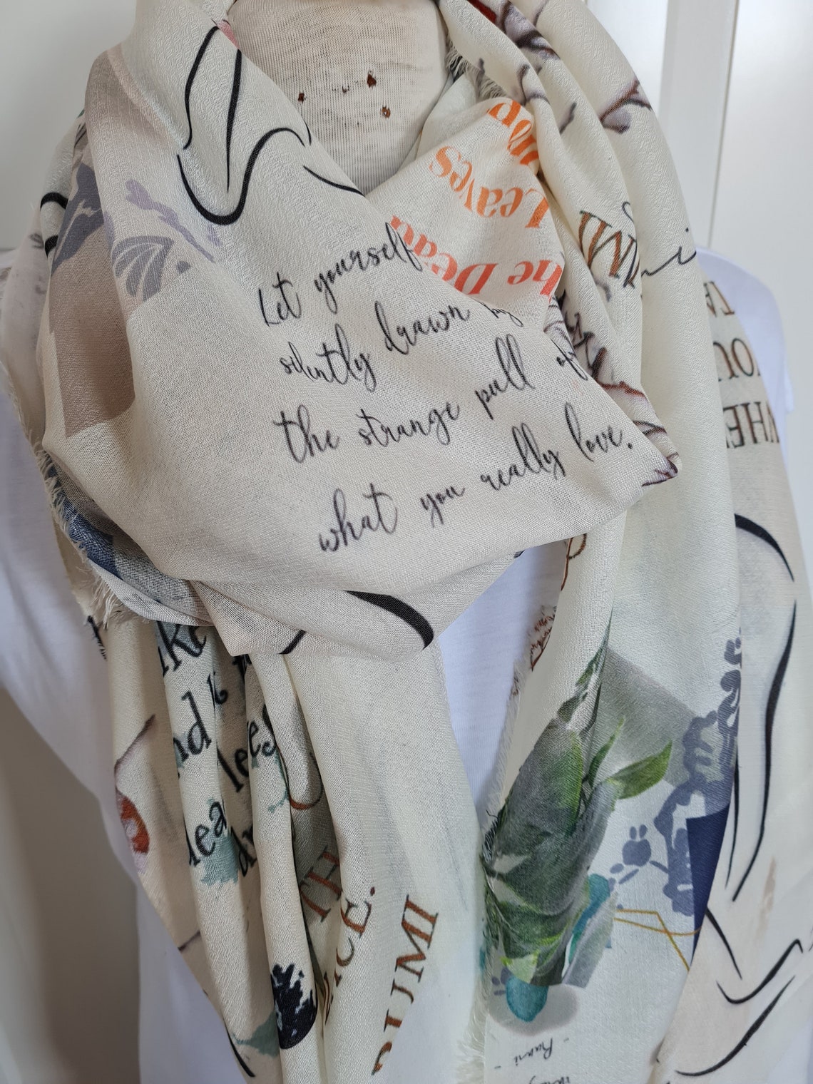 Rumi Quote Scarf Writing Book Scarf Inspirational Quote by | Etsy