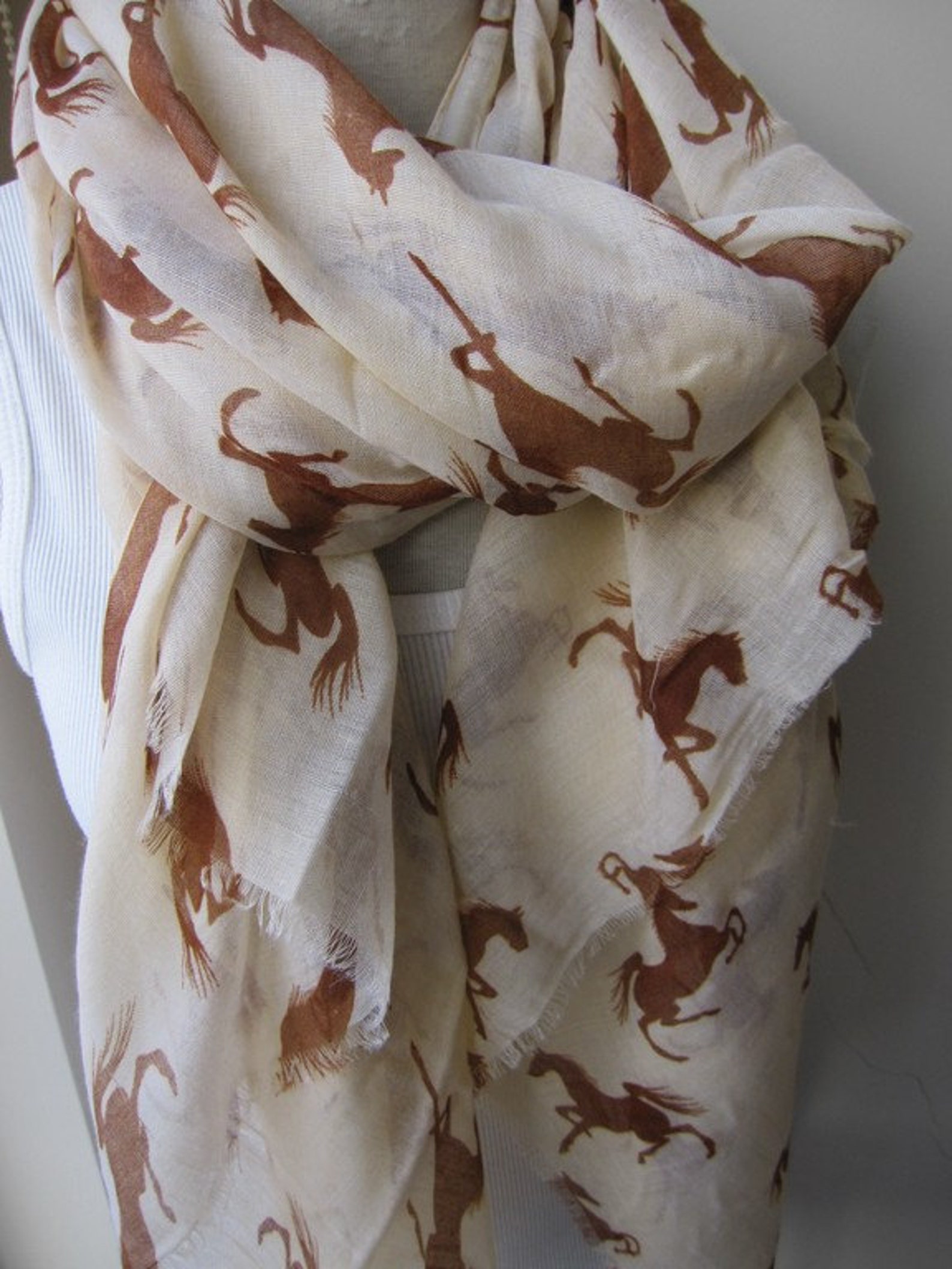 Horse print scarf/horse scarfhorse lover giftsmustard yellow Etsy