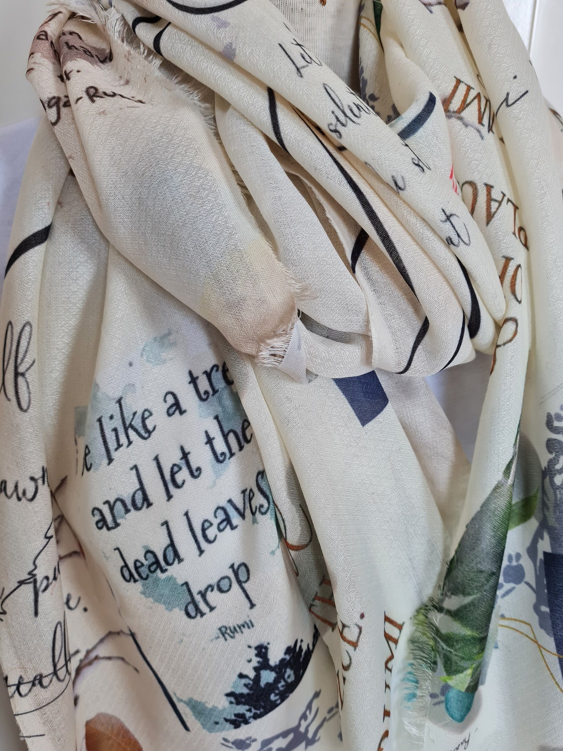 Rumi Quote Scarf, Writing Book Scarf - Inspirational Quote by RUMI ...