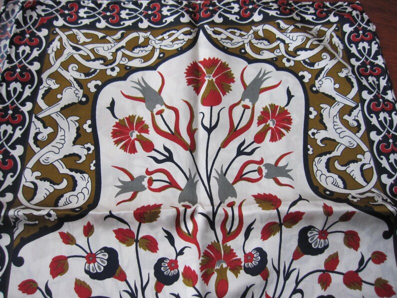 Handvävd sidenscarf: Ottomansk kakelmönster med blommig halsduk för kvinnor bild 3