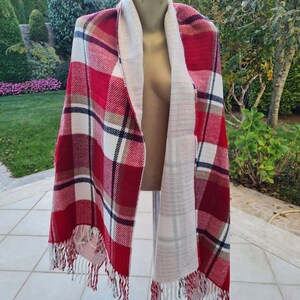 Turkish scarf Man fashion-mad-mens scarves-2023 winter FASHION black red white tartan plaid flannel blanket scarf wrap shawl for Christmas image 3