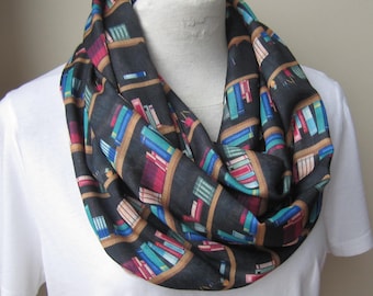 Book Scarf-Bookshelf Scarf Infinity-Library long- Book Lover Gift, Librarian Literary