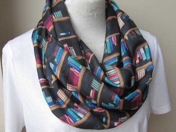 Bookshelf Scarf Infinity Library Scarf Long Book Scarf Book Etsy