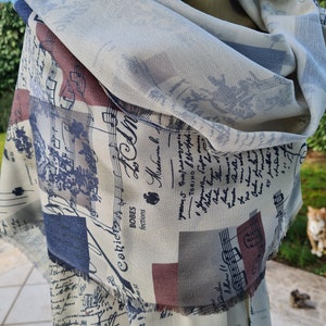 Music Scarf, Music Notes Scarf, Gift for Her, Gift For Musician, Musical Scarf, Musical Print Scarf, Book Text Writing Scarf for women man image 2