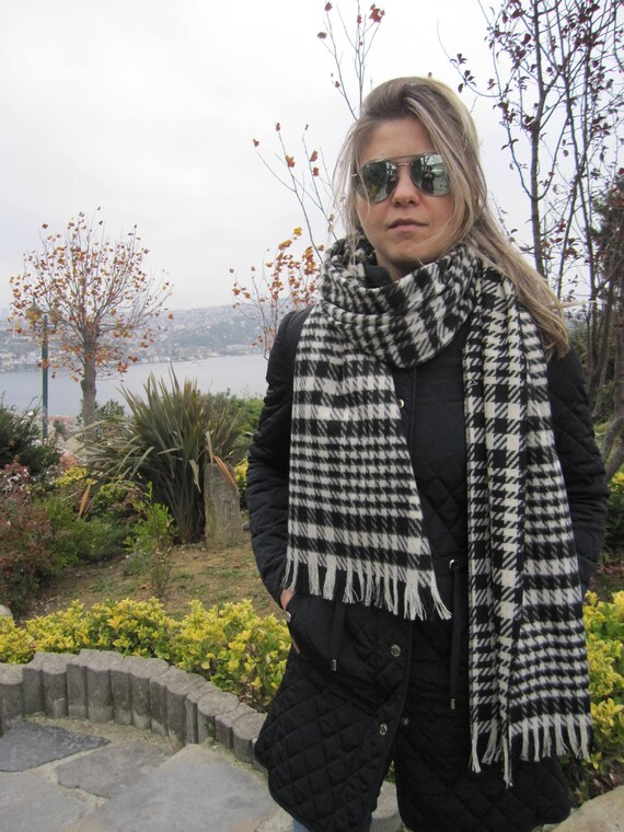 black and white shawl wrap